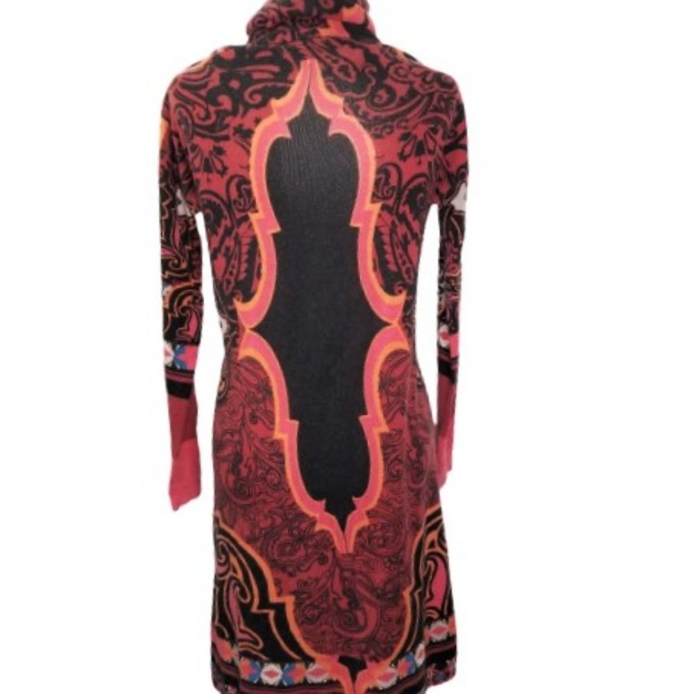 ETRO Black Paisley Wool Cashmere Turtleneck Dress - Picture 2 of 7